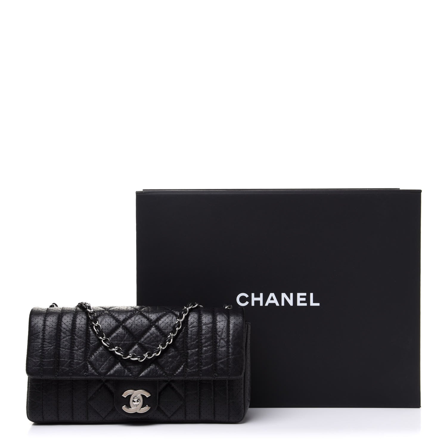 Chanel Aged Calfskin Perforated Flap Black 10 of 10