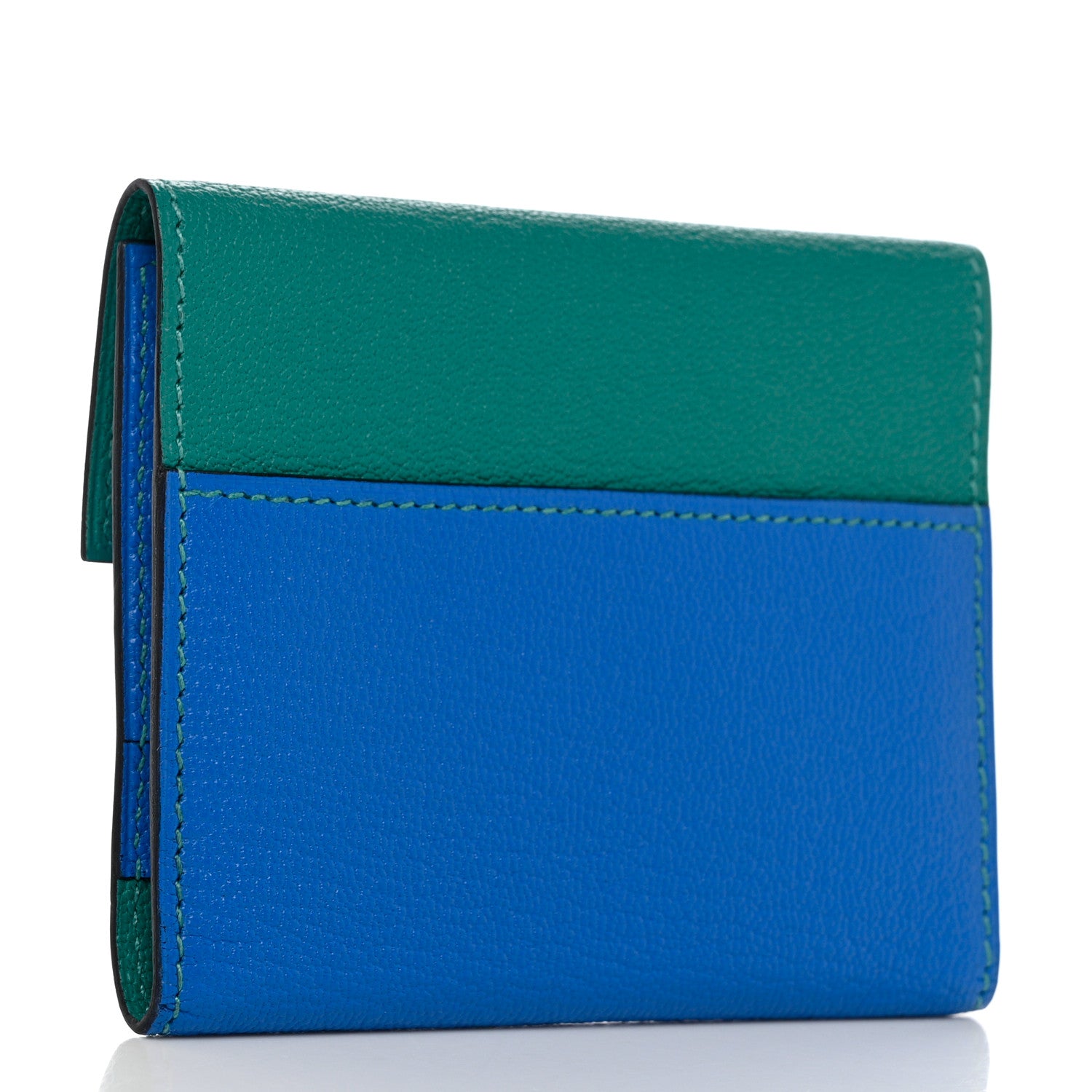 Hermes Chevre Mysore Mini Clic Card Holder Bleu Hydra Vert Verone 3 of 9