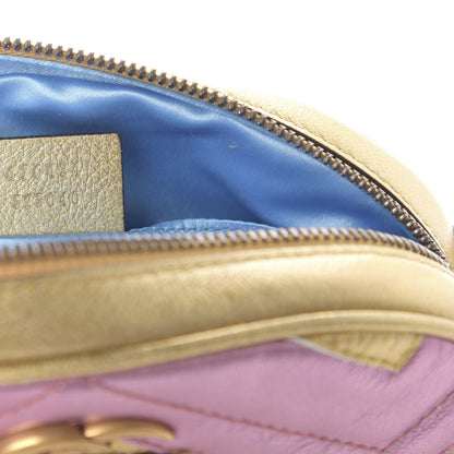 Gucci Metallic Nappa Matelasse Heart GG Marmont Belt Bag 85 34 Oro Vecchio Rosa 9 of 12