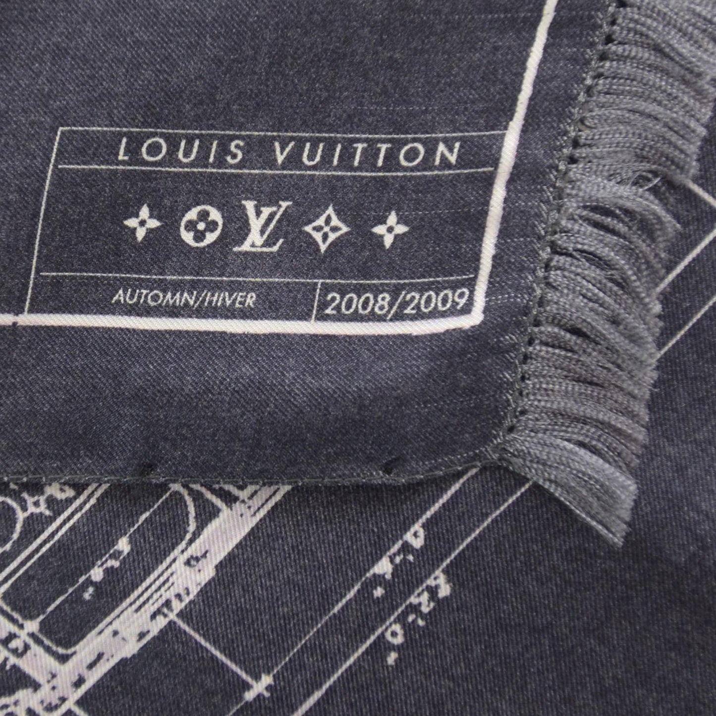 Silk Floor Plan Print Scarf Blue