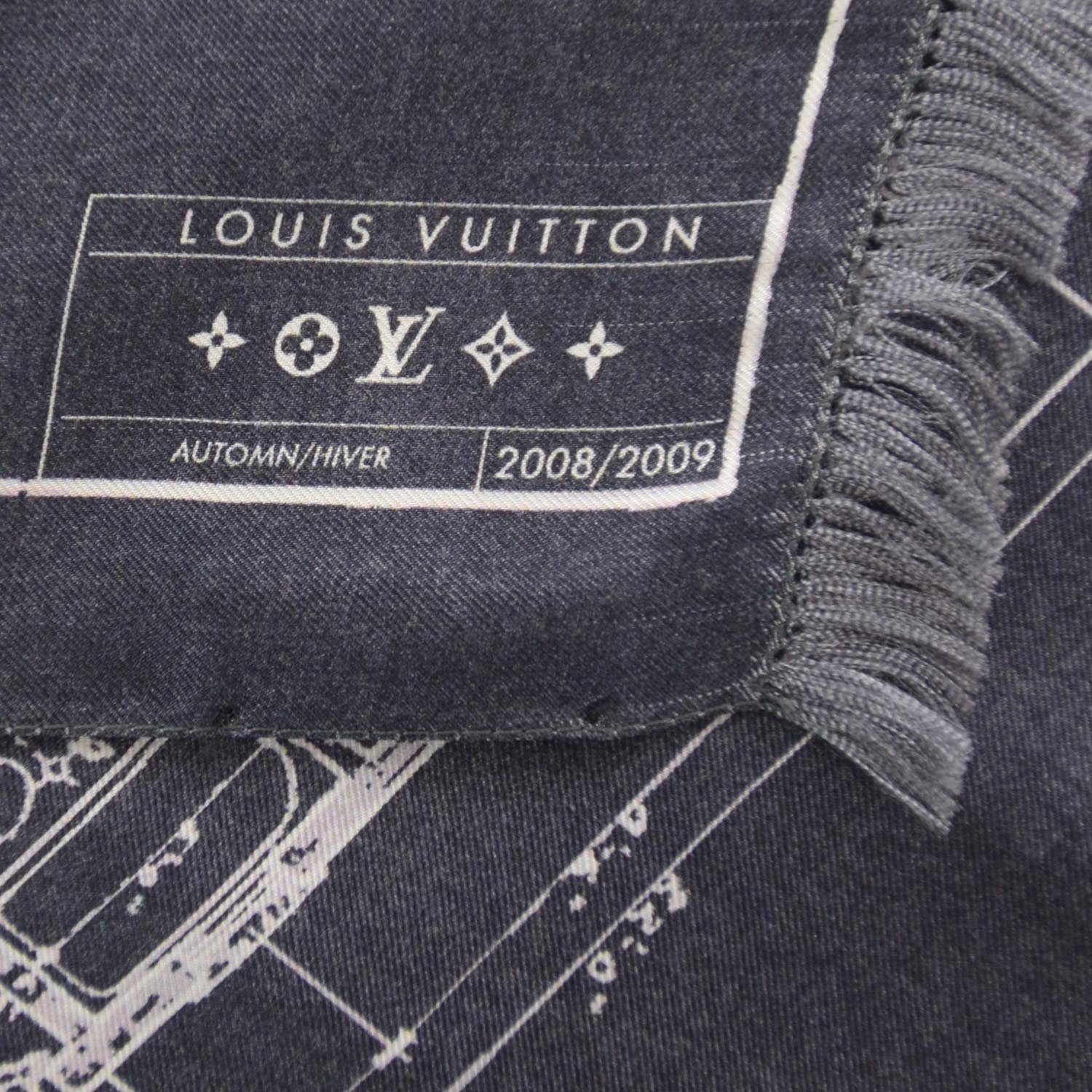Louis Vuitton Silk Floor Plan Print Scarf Blue 3 of 5