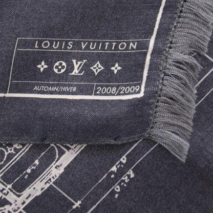Louis Vuitton Silk Floor Plan Print Scarf Blue 3 of 5