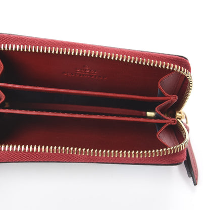 Gucci GG Supreme Monogram Blooms Zip Around Card Case Wallet Beige Blue Navy Hibiscus Red 4 of 5