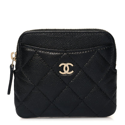 Chanel Caviar Quilted Zip Card Holder Wallet Black 1 of 8