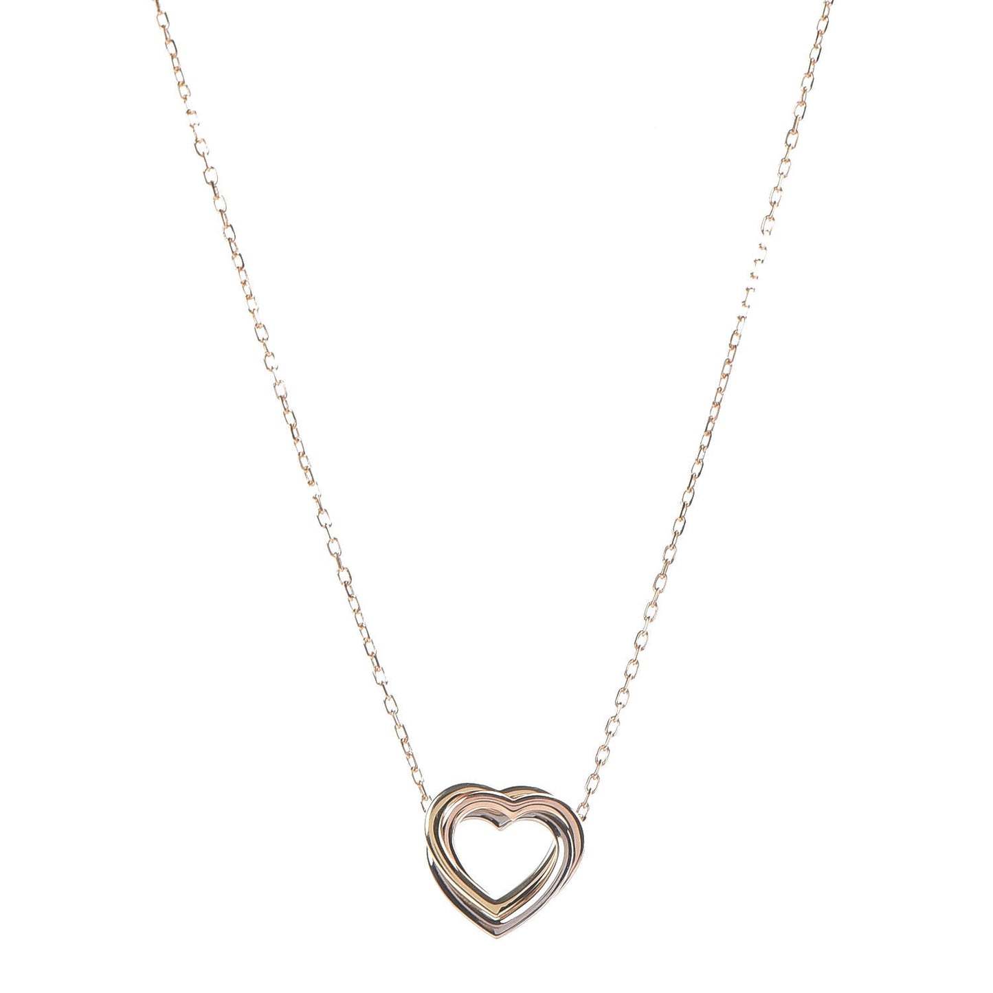 18K Pink Yellow White Gold Trinity Heart Necklace