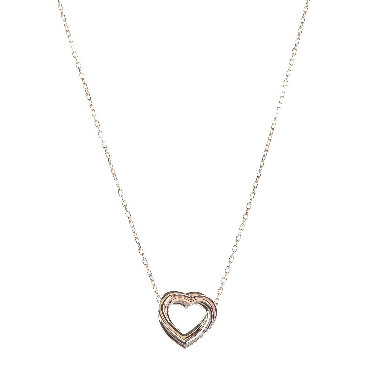Cartier 18K Pink Yellow White Gold Trinity Heart Necklace 1 of 6