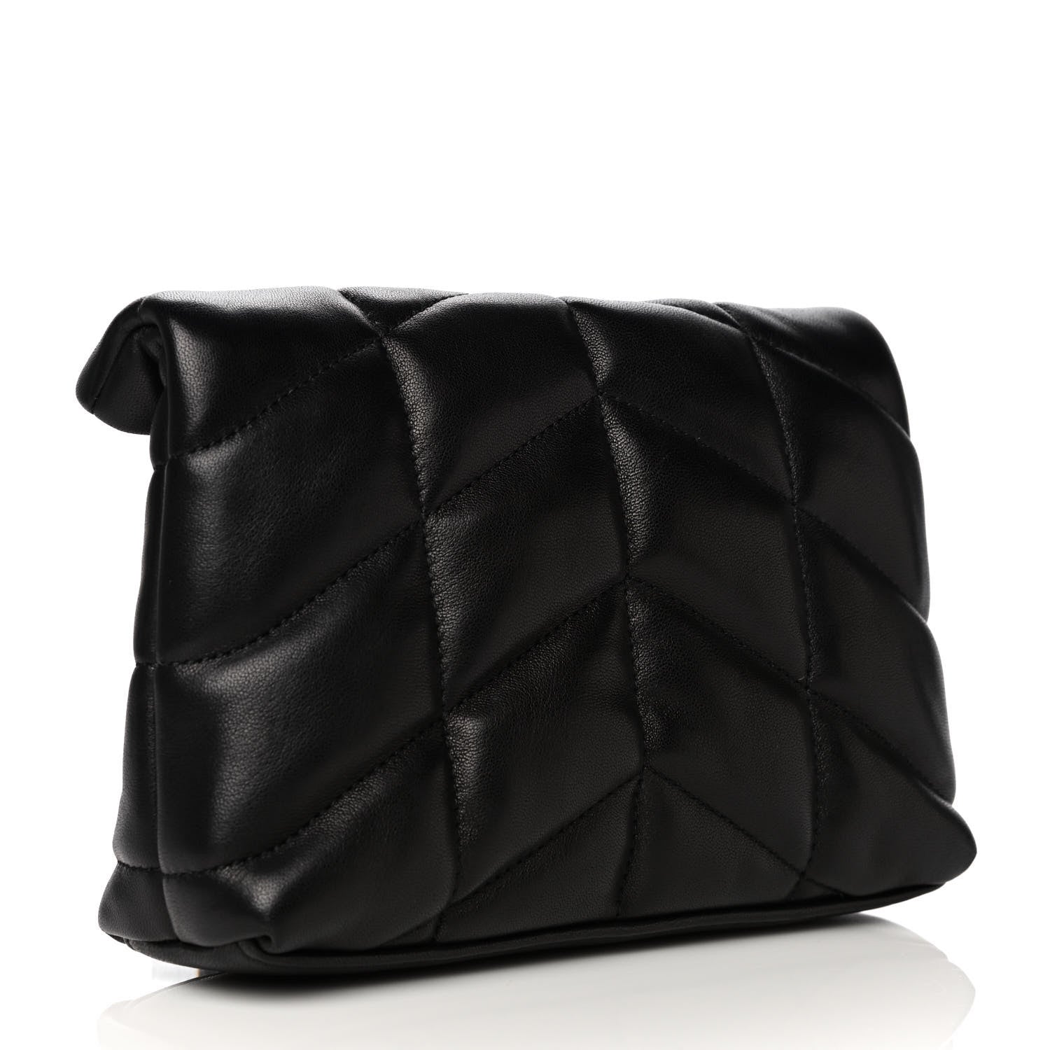 Saint Laurent Lambskin Monogram Loulou Puffer Pouch Clutch Black 2 of 11