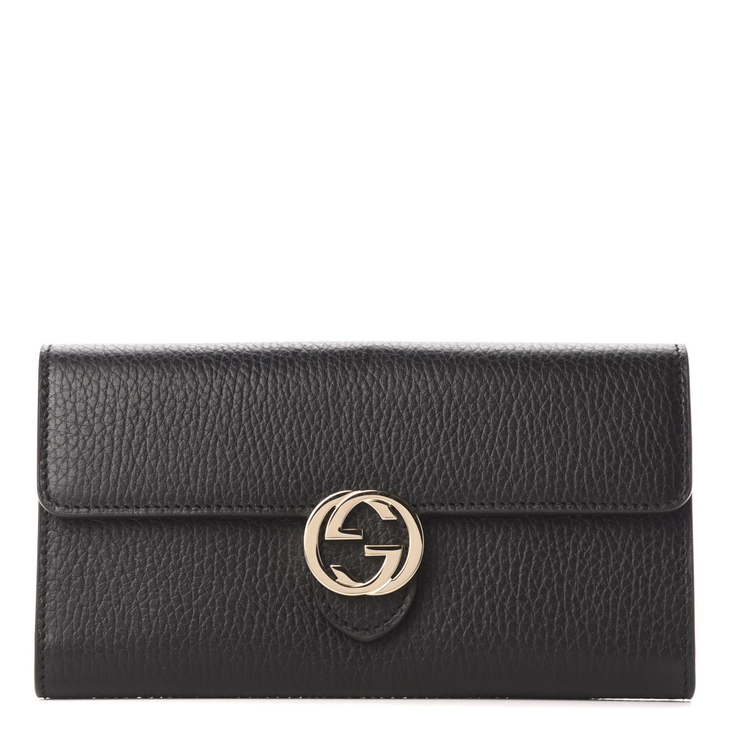 Pebbled Calfskin Icon Continental Wallet Black