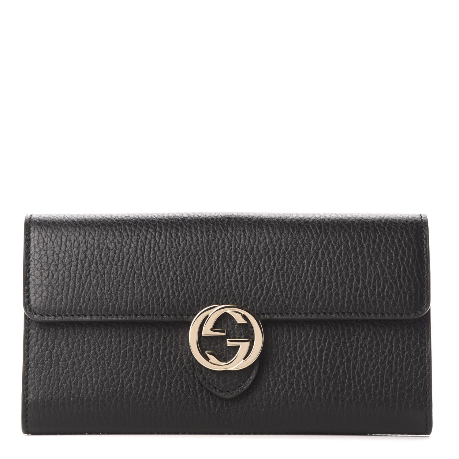 Gucci Pebbled Calfskin Icon Continental Wallet Black 1 of 5