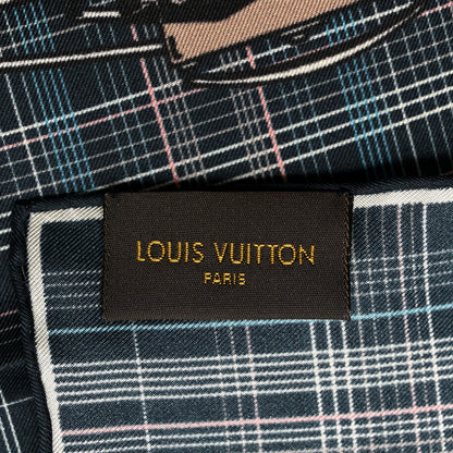 Louis Vuitton Silk Monogram Plaid Pocket Square Scarf 3 of 4