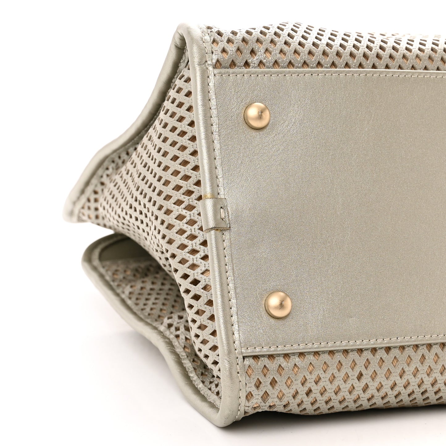Metallic Calfskin Perforated Up In The Air Tote Light Gold