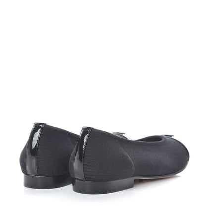 Chanel Fabric Patent CC Cap Toe Ballerina Flats 37 Navy Black 4 of 11