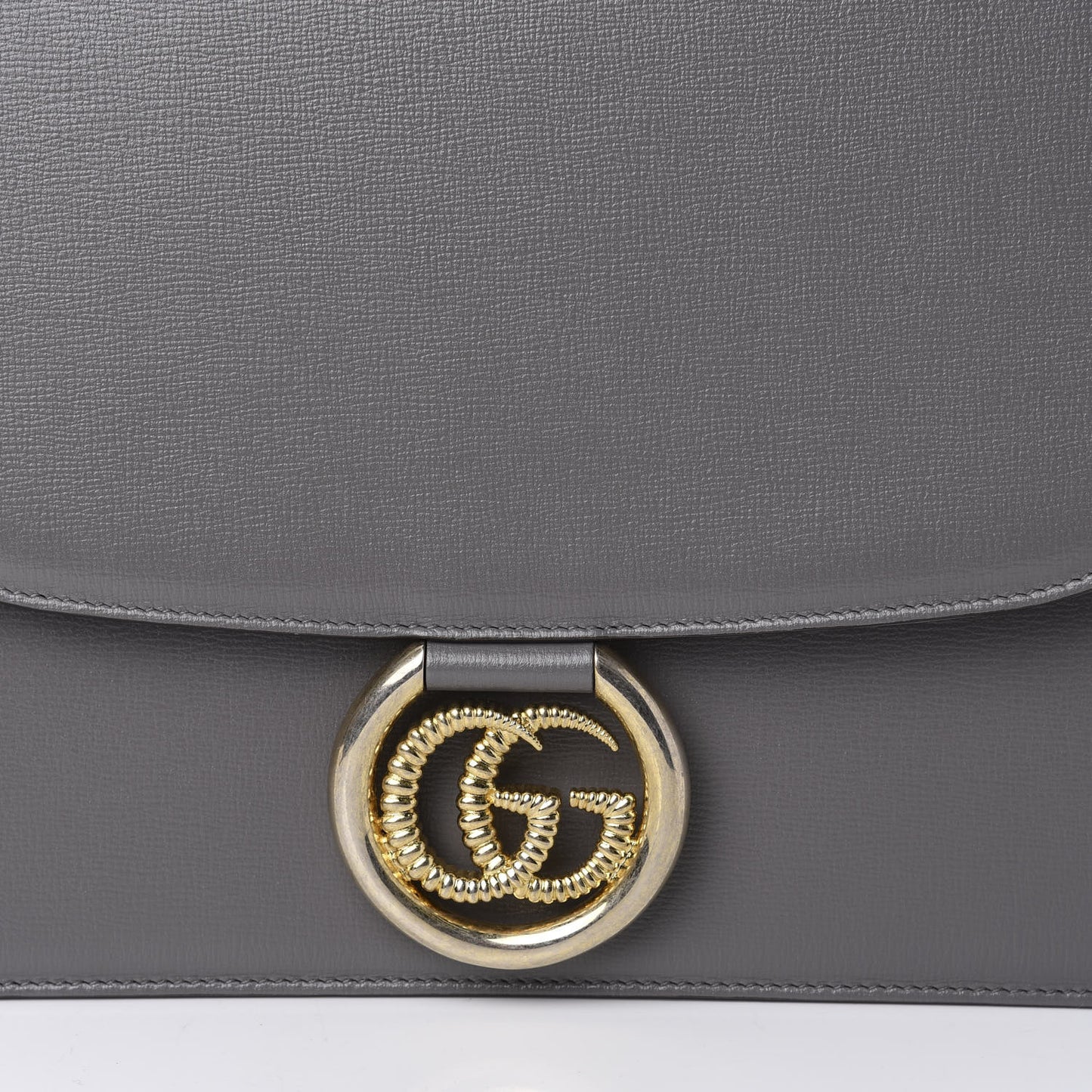 Textured Calfskin Silk Scarf Medium Torchon GG Ring Shoulder Bag Grey