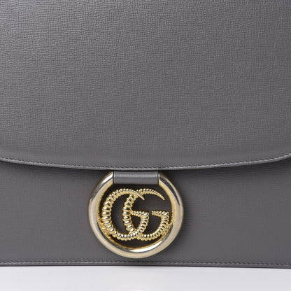 Gucci Textured Calfskin Silk Scarf Medium Torchon GG Ring Shoulder Bag Grey 12 of 12