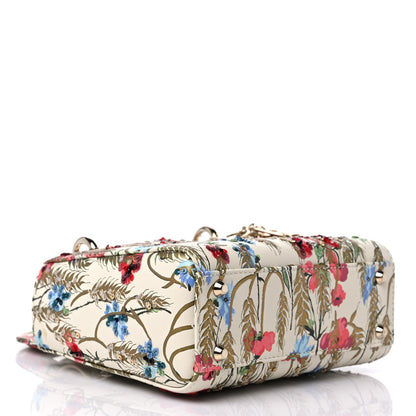 Christian Dior Calfskin Hibiscus Printed Embroidered Mini Lady Dior Beige Multicolor 4 of 8