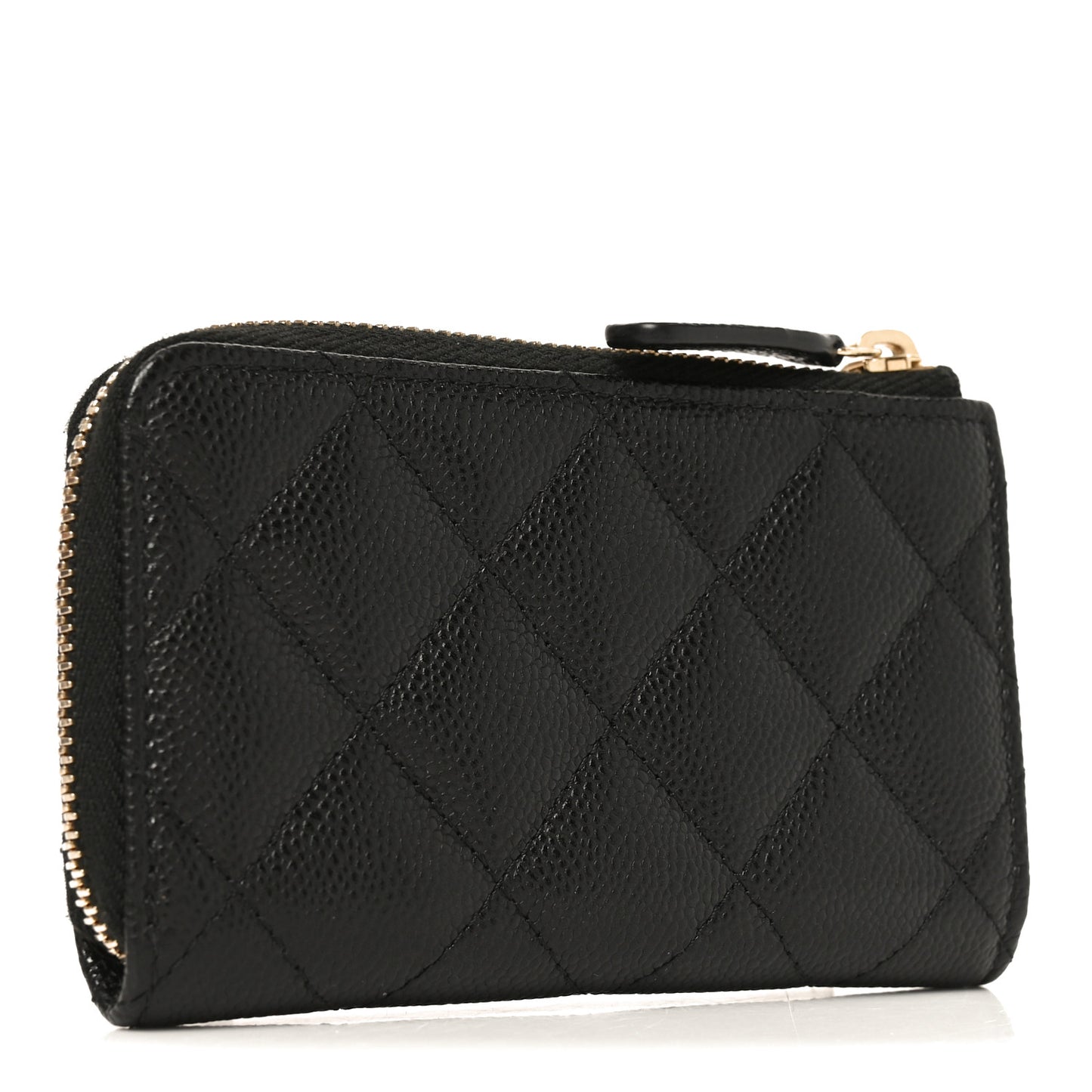 Caviar Quilted Zipped Key Holder Case Black
