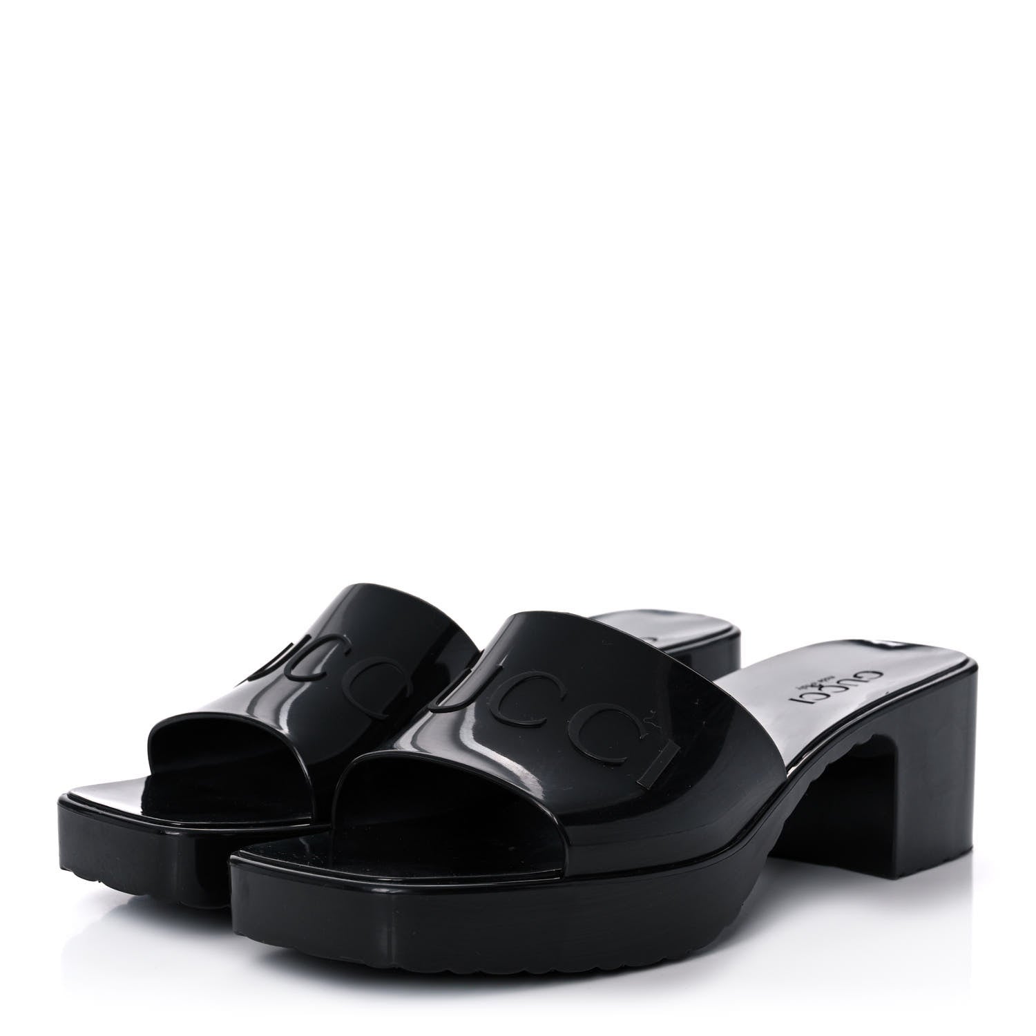 Gucci Rubber Gucci Logo Womens Platform 20/60mm Slide Sandals 39 Black 3 of 8