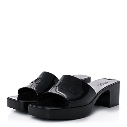 Gucci Rubber Gucci Logo Womens Platform 20/60mm Slide Sandals 39 Black 3 of 8