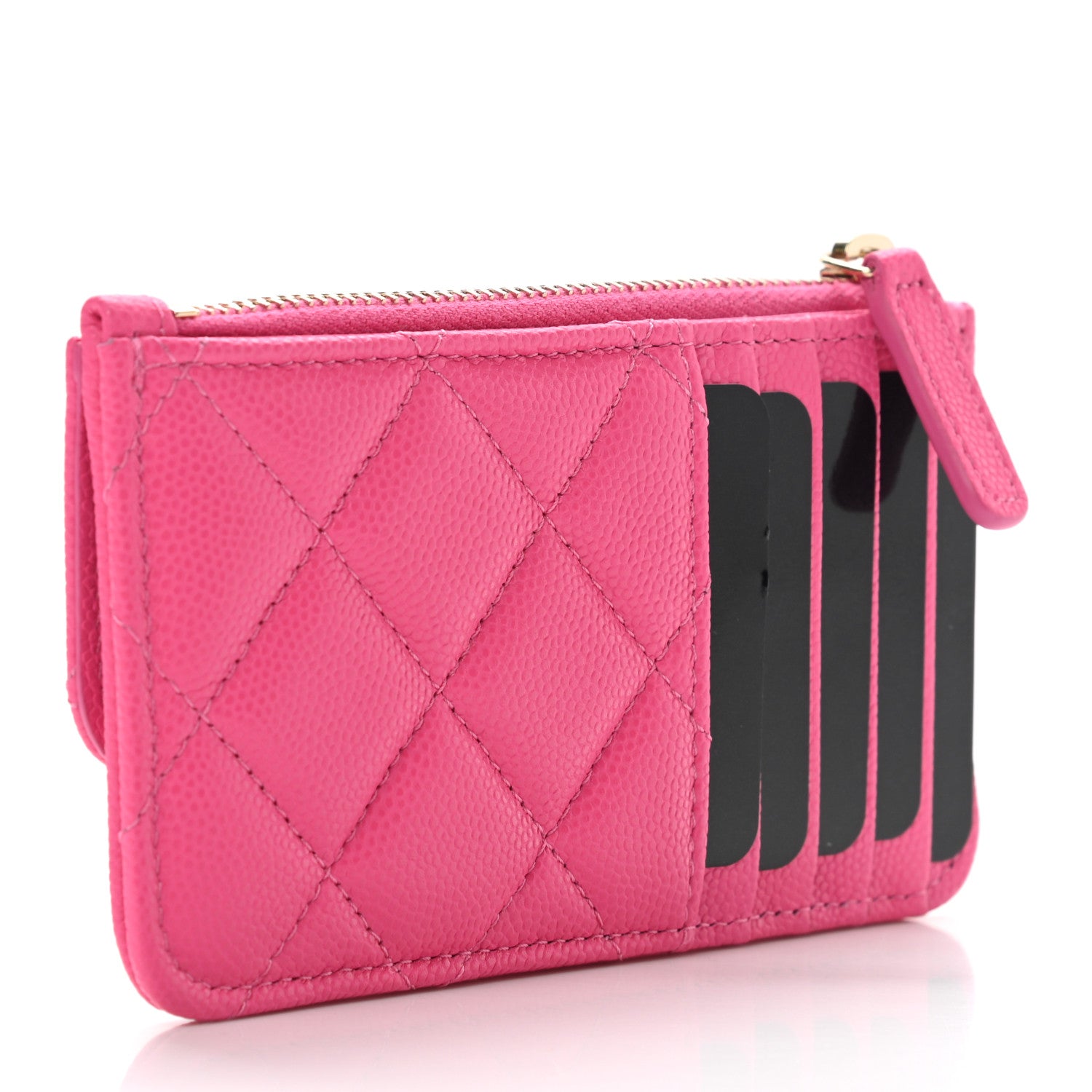 Chanel Caviar Quilted Flap Zip Card Holder Dark Pink 3 of 8