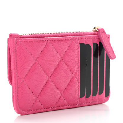 Chanel Caviar Quilted Flap Zip Card Holder Dark Pink 3 of 8