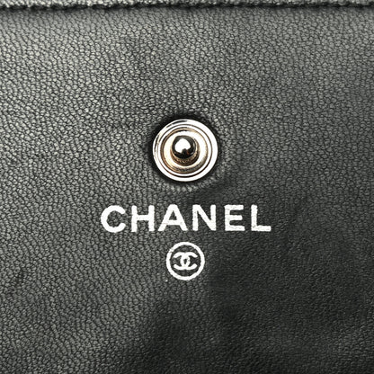 Chanel Lambskin Quilted Large Gusset Flap Wallet Black 6 of 9