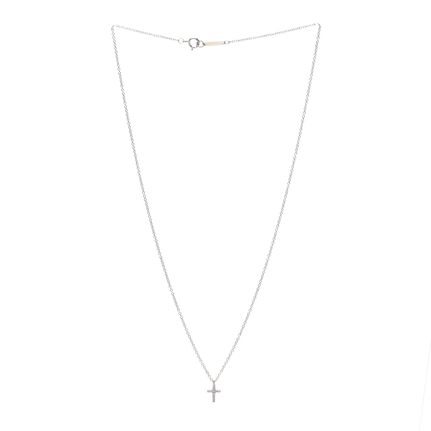 18K White Gold Diamond Mini Cross Pendant Necklace