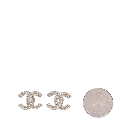 Chanel Crystal Timeless CC Earrings Light Gold 2 of 5