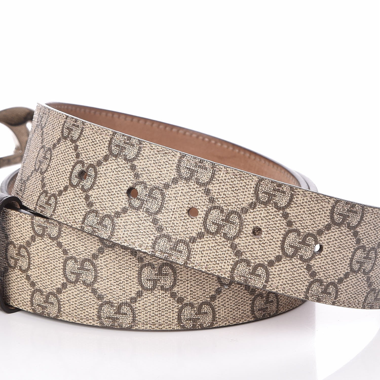 Gucci GG Supreme Monogram Selleria Calfskin Interlocking G 40mm Belt 100 40 Beige Ebony Cocoa 4 of 7