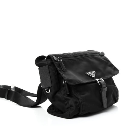 Prada Nylon Vela Saffiano Single Buckle Messenger Shoulder Bag Black 4 of 5