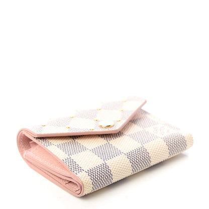 Louis Vuitton Damier Azur Studded Zoe Wallet Rose Ballerine 4 of 7
