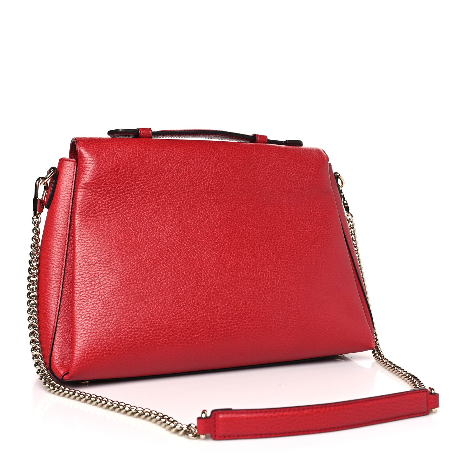 Gucci Dollar Calfskin Medium Interlocking G Top Handle Shoulder Bag Red 3 of 10