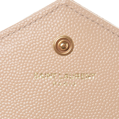 Saint Laurent Grain De Poudre Matelasse Chevron Small Monogram Envelope Wallet Nude Powder 8 of 9