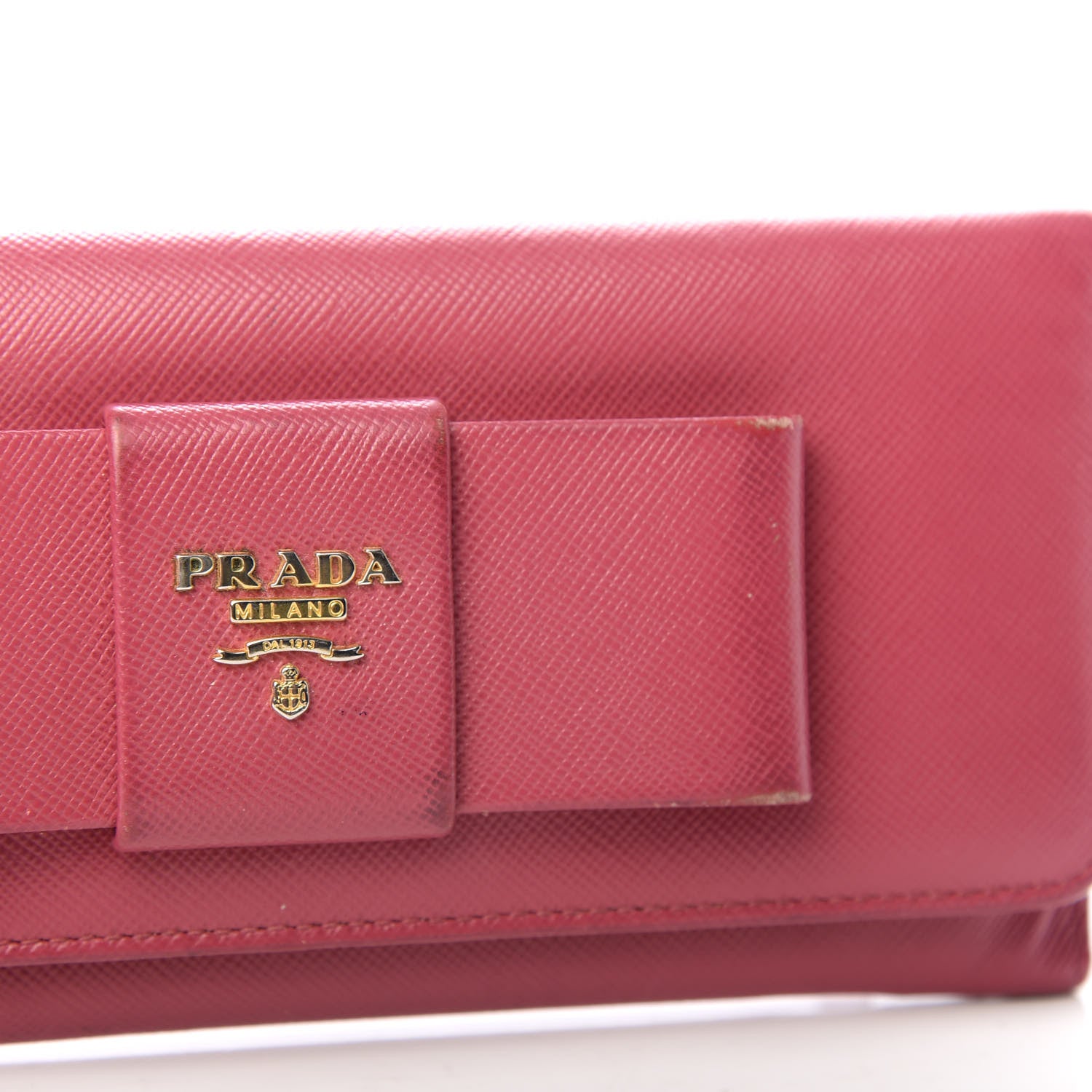 Prada Saffiano Fiocco Bow Continental Wallet Peonia 6 of 13