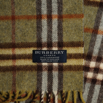 Burberry Cashmere Nova Check Fringe Scarf Green 4 of 4