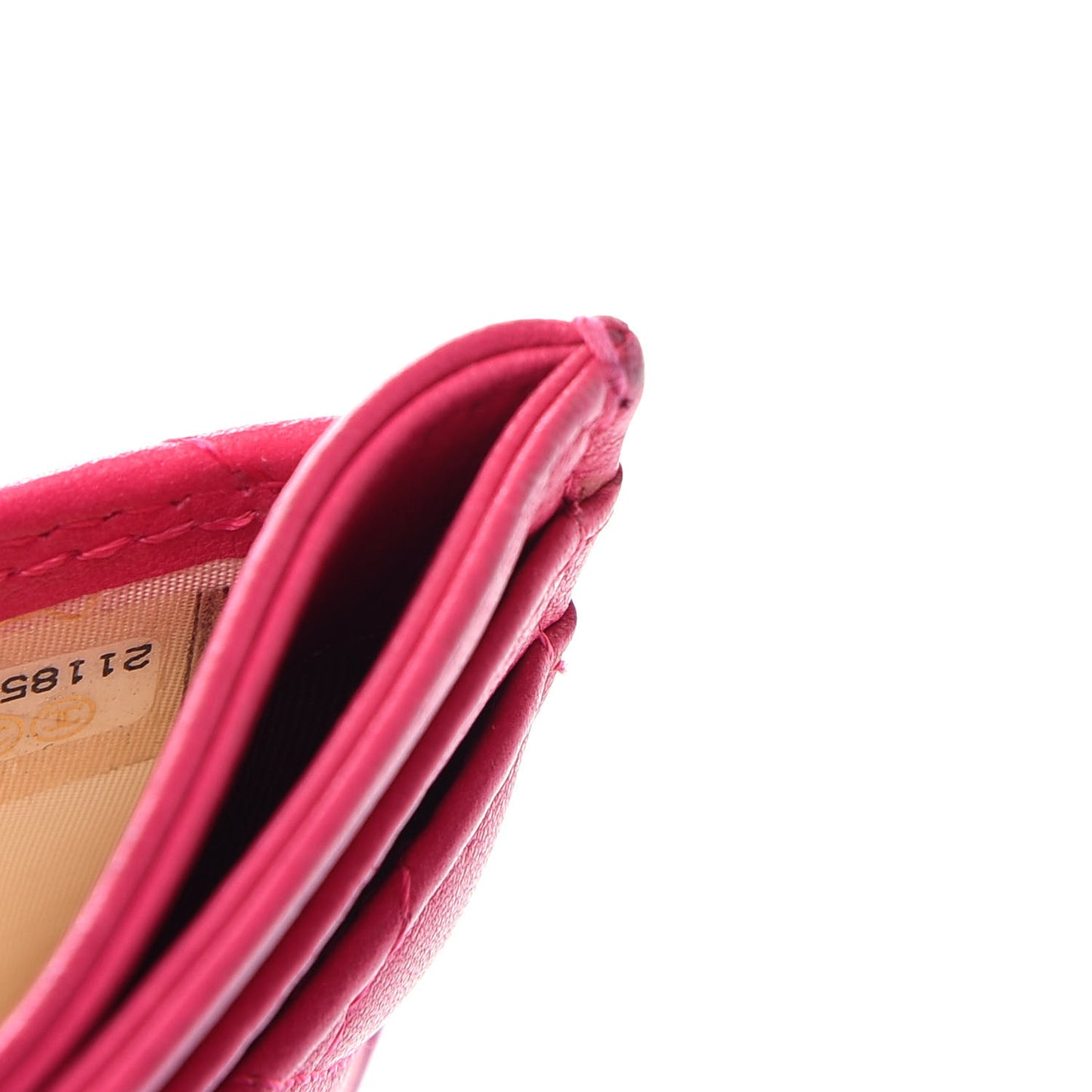 Lambskin Quilted Card Holder Pink