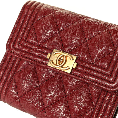 Chanel Caviar Quilted Compact Boy Wallet Burgundy 6 of 6