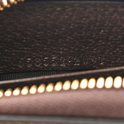 Gucci GG Supreme Monogram Textured Dollar Calfskin Web Ophidia Zip Around Card Case Wallet Beige Ebony New Acero 7 of 8