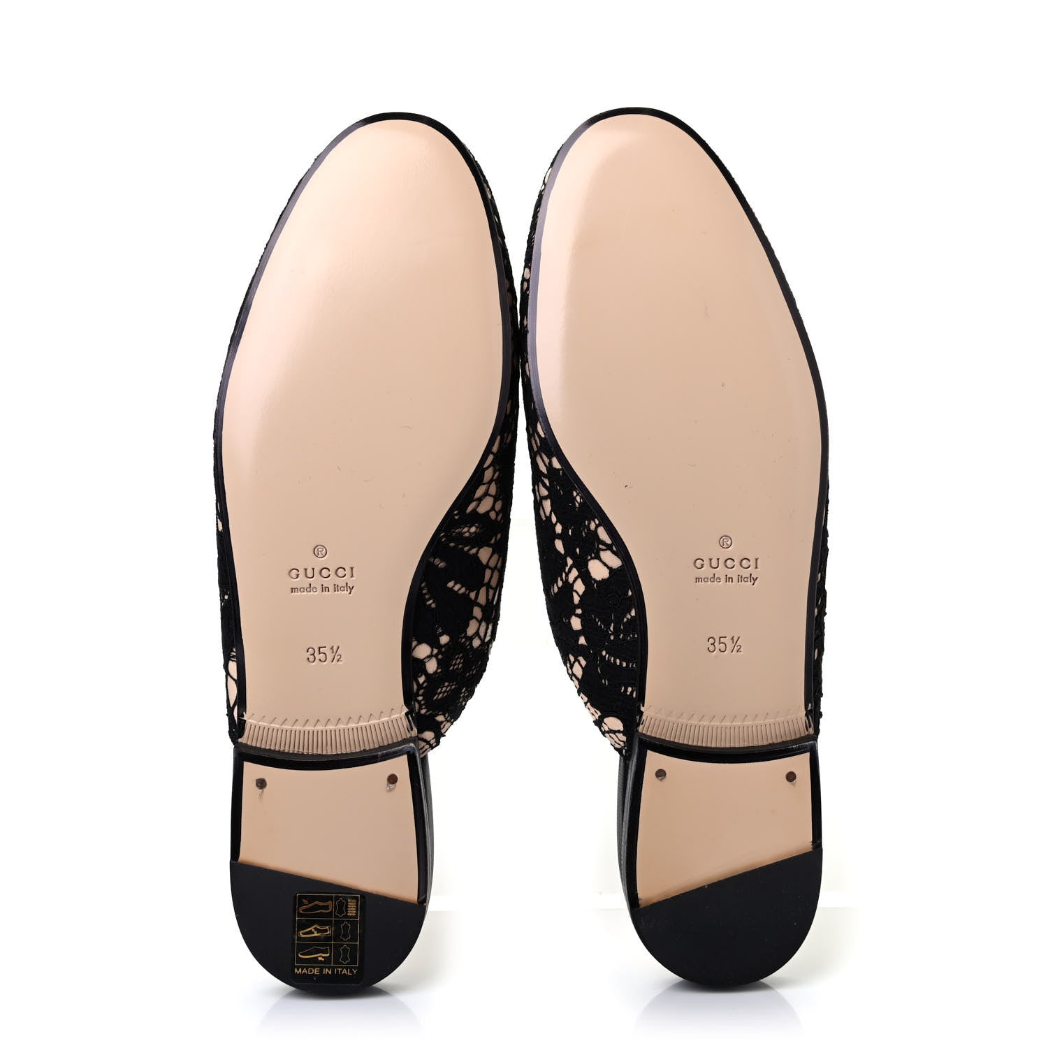 Gucci Lace Malaga Kid Womens Princetown Slippers 35.5 Black Skin Rose 4 of 4