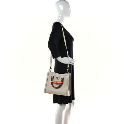 Gucci Wonka Grain Calfskin Small Diana Tote Bag Mystic White Orange Fluo 1 of 13