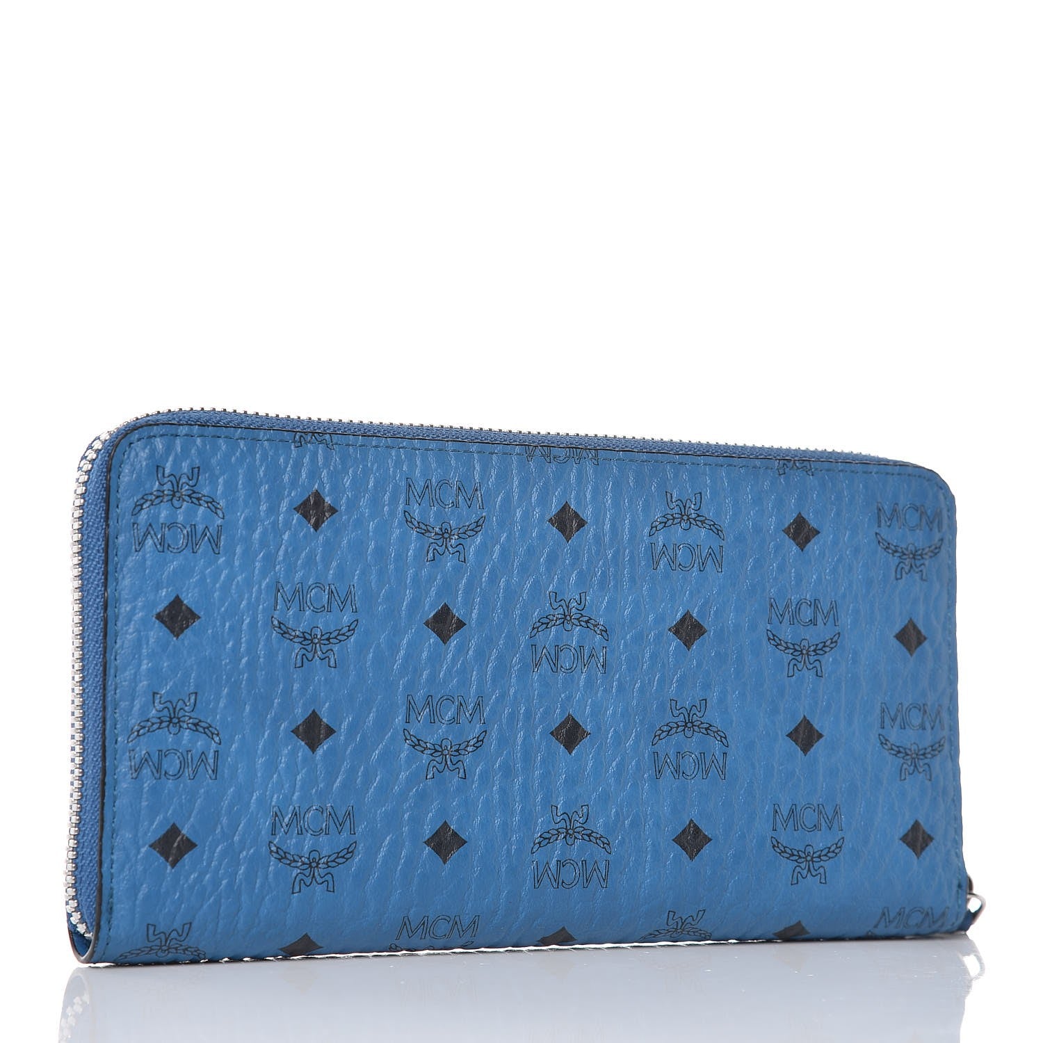 MCM Visetos Large Zip Around Wallet Munich Blue 3 of 9