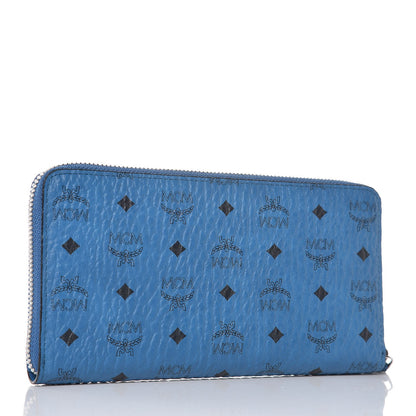 MCM Visetos Large Zip Around Wallet Munich Blue 3 of 9