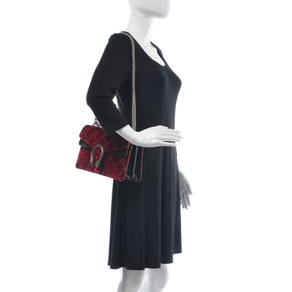 Gucci Velvet Skipper GG Monogram Small Dionysus Shoulder Bag Red Cipria Black 2 of 7