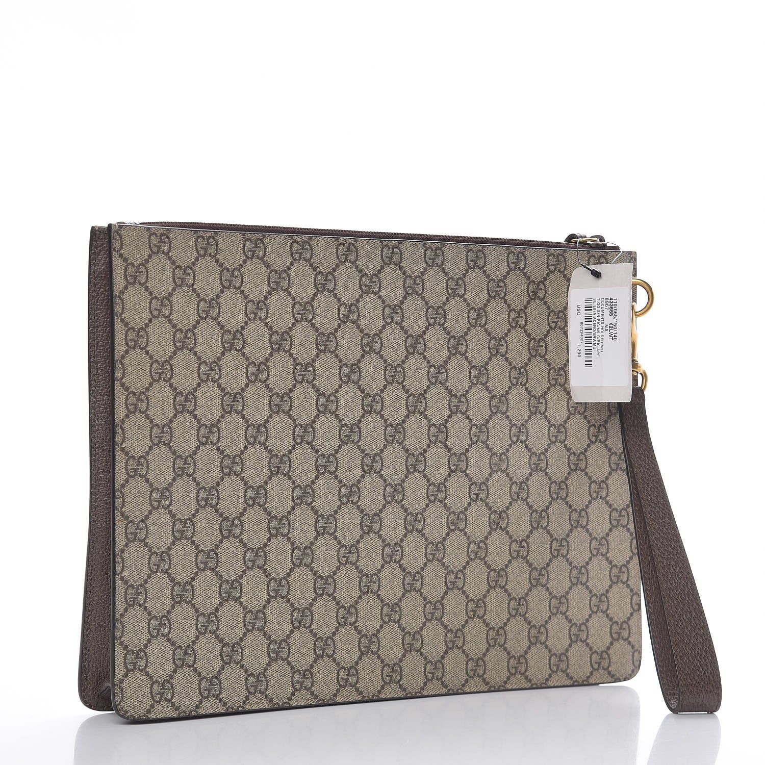 Gucci GG Supreme Monogram Web Animalier Bee Embroidered Medium Documents Holder Beige New Acero 3 of 7