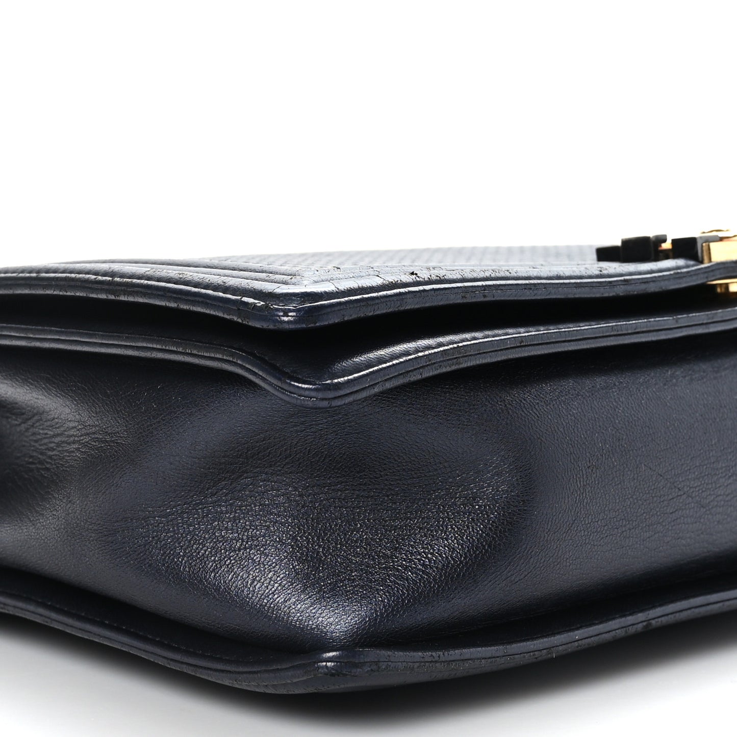 Lambskin Embossed Large Boy Cube Flap Navy Blue