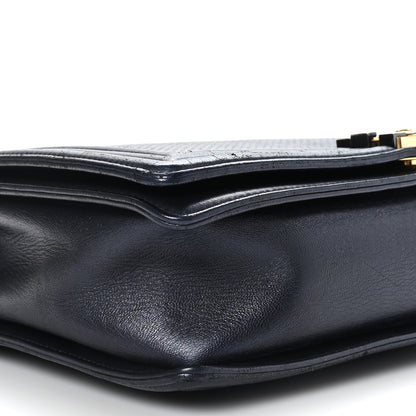 Chanel Lambskin Embossed Large Boy Cube Flap Navy Blue 8 of 9