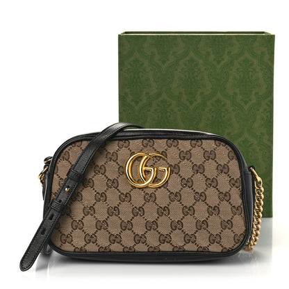 Gucci Monogram Matelasse Diagonal Small GG Marmont Chain Shoulder Bag Beige Black 10 of 10