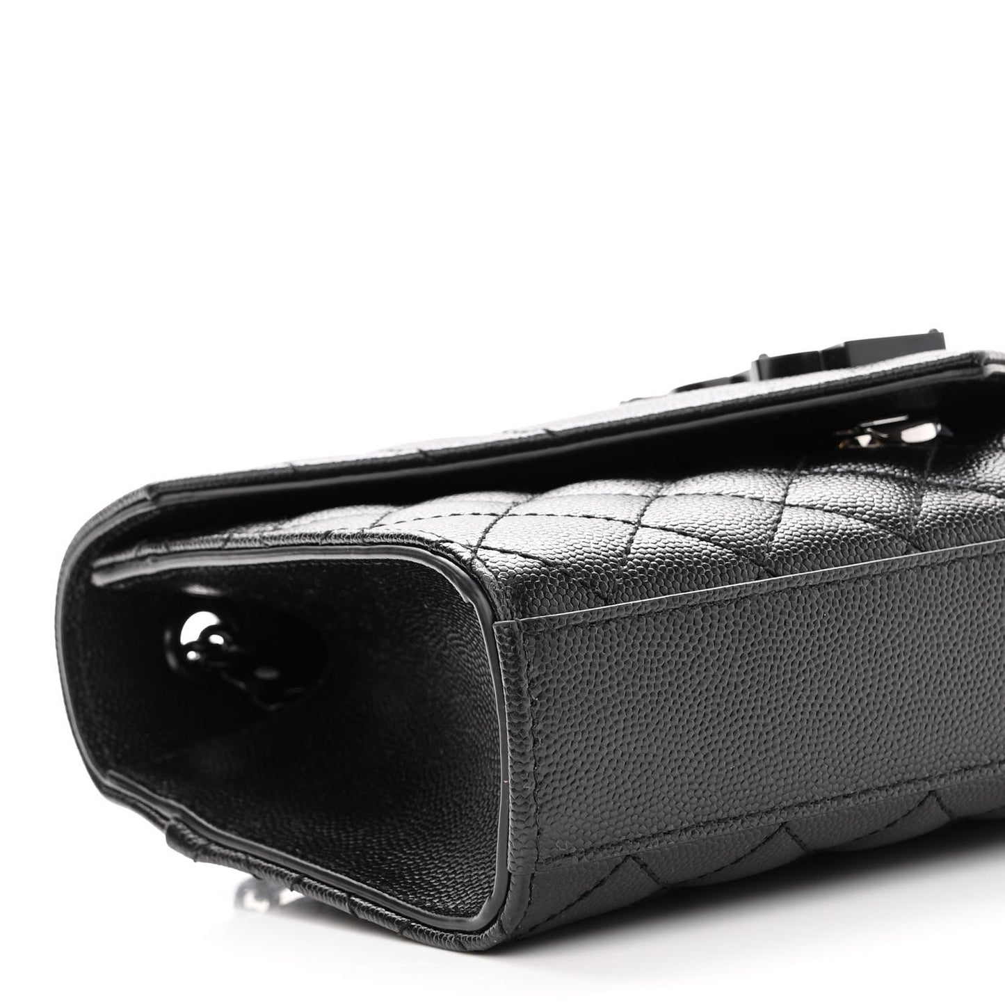 Grain De Poudre Textured Mixed Matelasse Triquilt Small Monogram Satchel Black