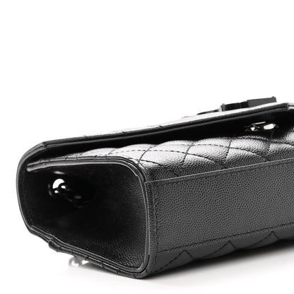 Saint Laurent Grain De Poudre Textured Mixed Matelasse Triquilt Small Monogram Satchel Black 8 of 9