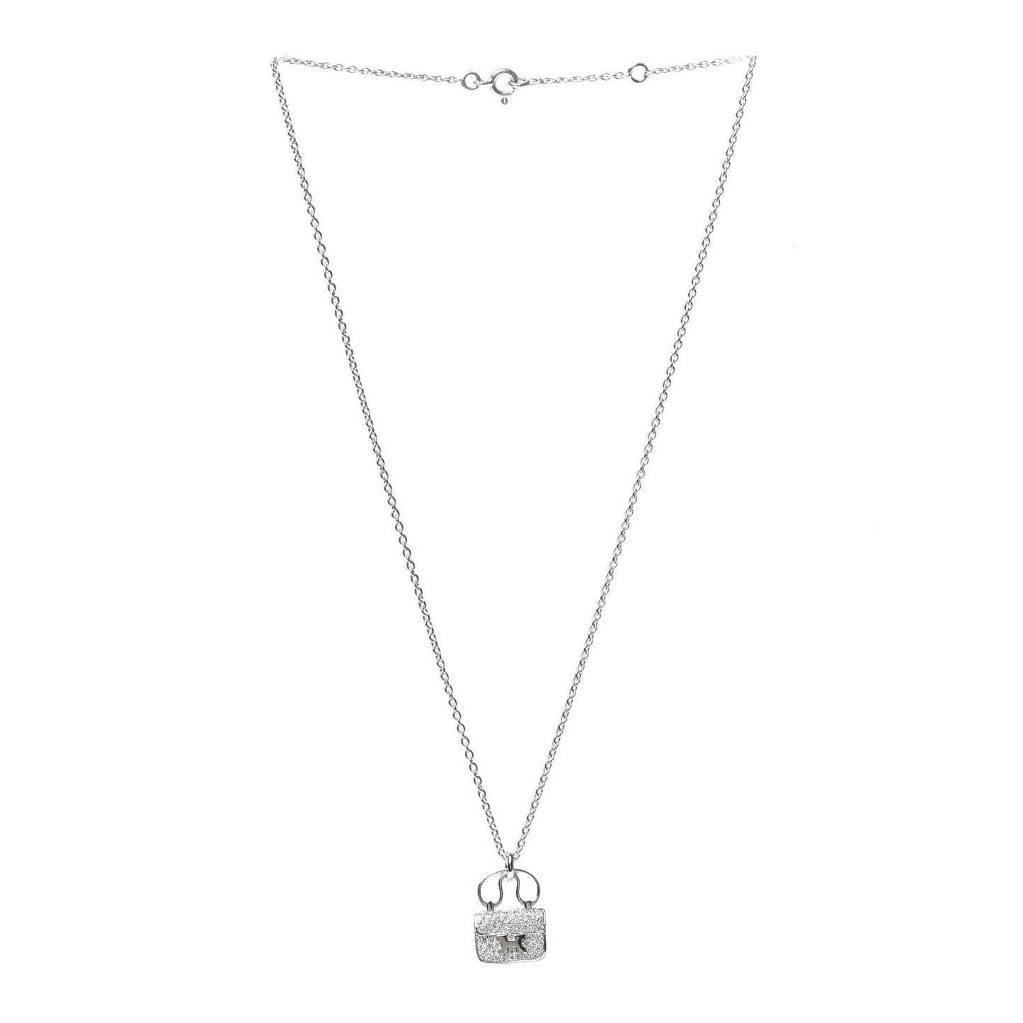 18K White Gold Diamond Constance Amulette Pendant Necklace