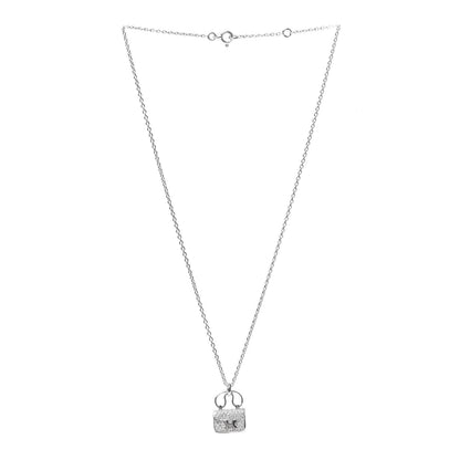 Hermes 18K White Gold Diamond Constance Amulette Pendant Necklace 3 of 6